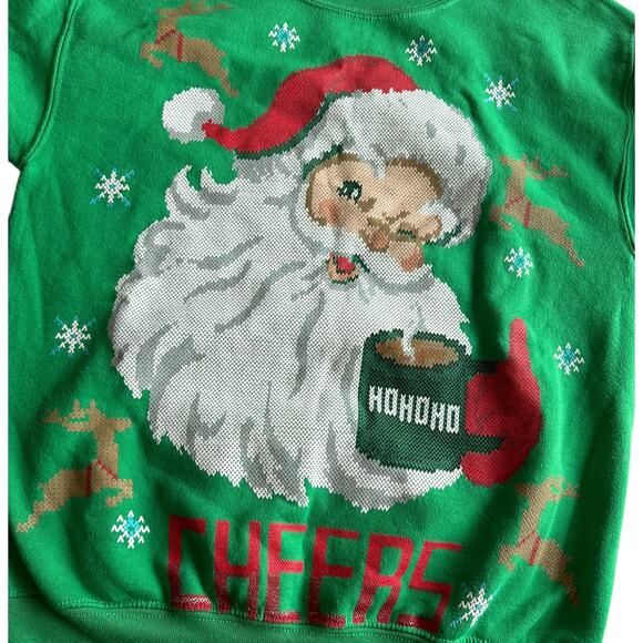 Womens Sweaters Size Small Christmas Santa Green Sweatshirt Pull Over - Picture 3 of 5